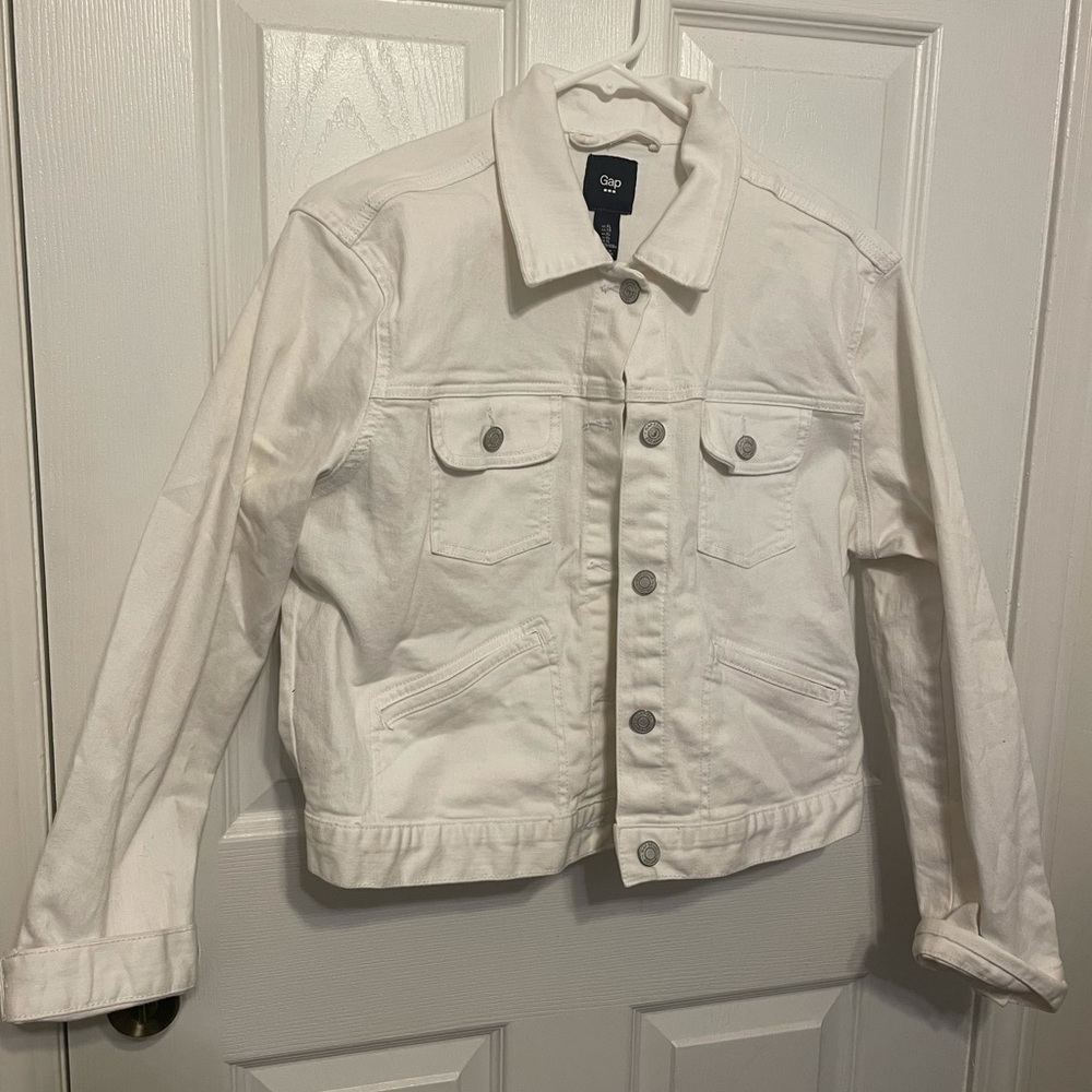 Gap white jean jacket crop